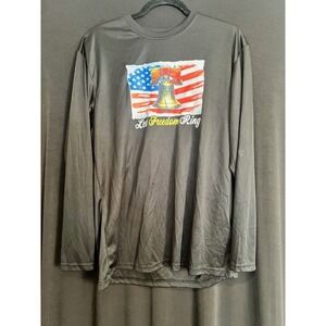 Armored Sportswear Let Freedom Ring Graphic Long Sleeve Shirt Mens L Black NWOT